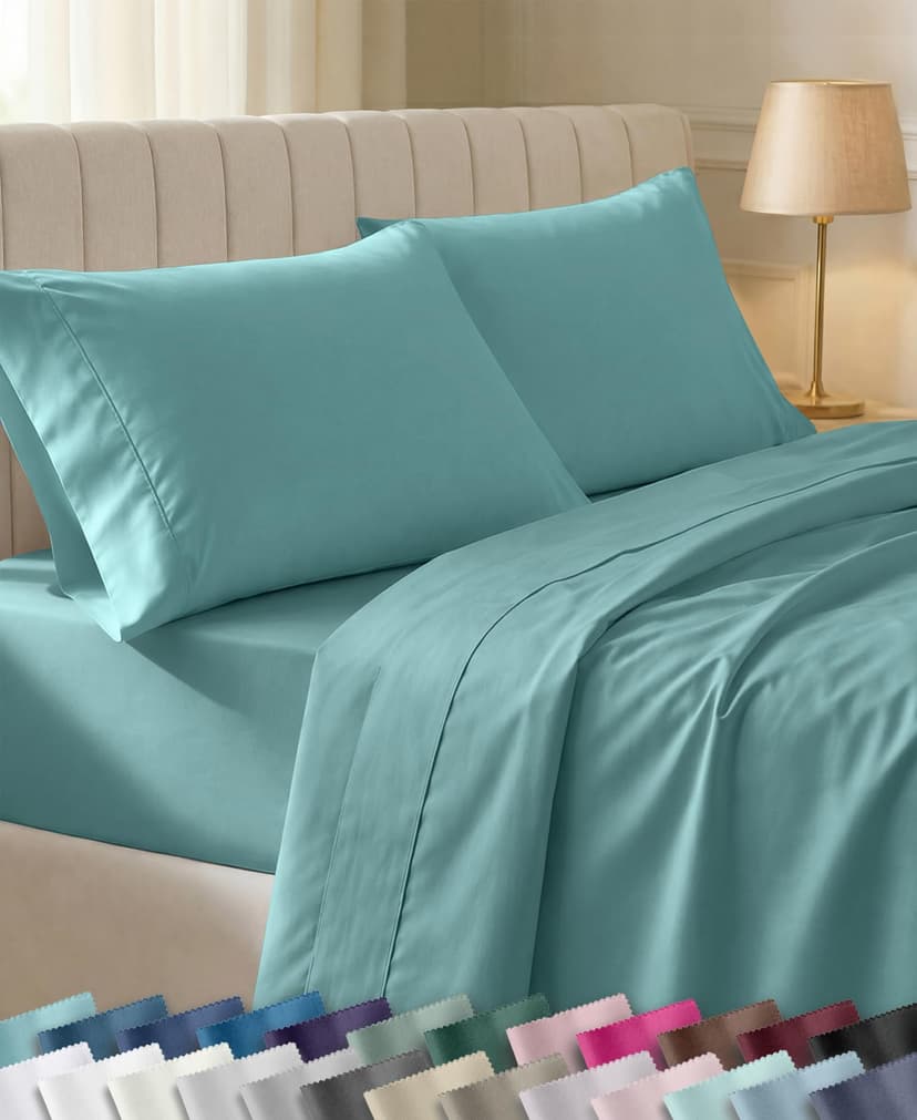 California Design Den 100% Cotton Sateen King Size Deep Pocket Sheets Set | 400 Thread Count Backed by Good Housekeeping Seal, 16" Deep Pocket, All-Around Elastic, Durable, Easy Care - Teal