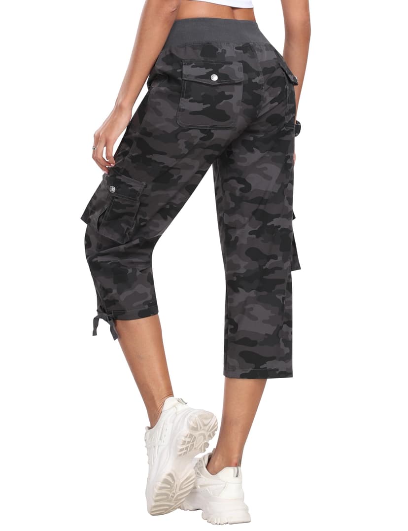 MoFiz Women's Cargo Capris Hiking Pants Lightweight Quick Dry Outdoor Athletic Travel Casual Loose Comfy Cute Pockets