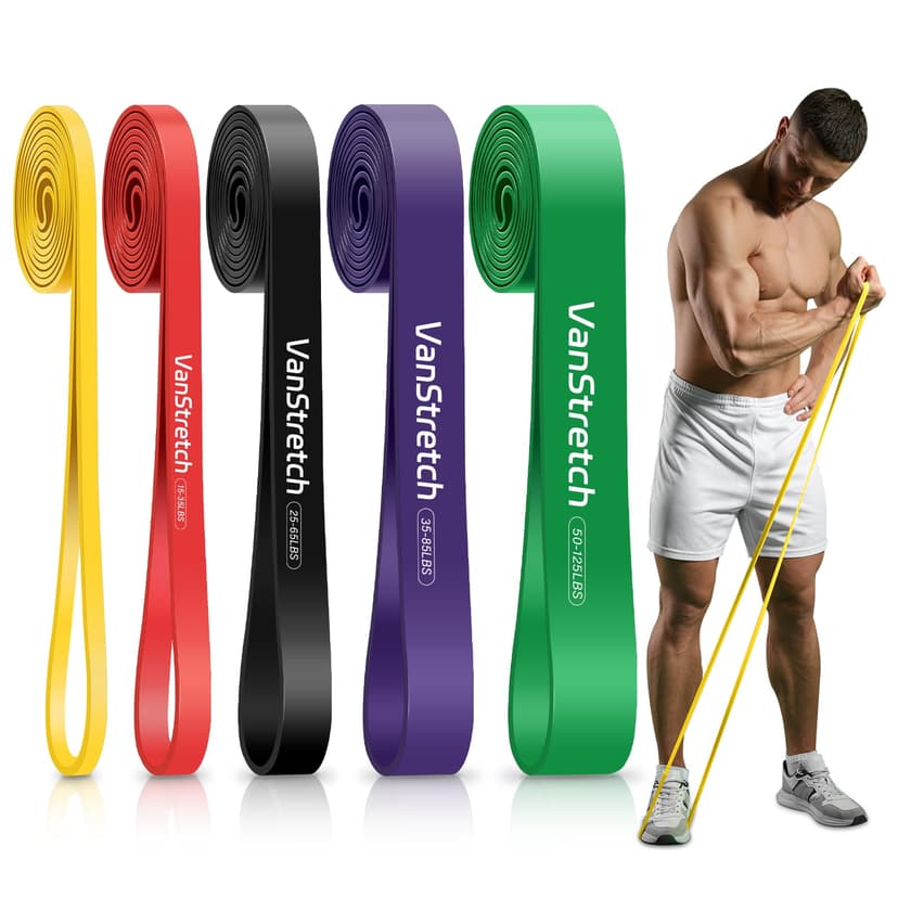 VanStretch Resistance Bands for Working Out,5-Level Elastic Exercise Bands | Pull Up Assistance Bands Set for Men & Women, Stretch Bands for Exercise,Home Workouts,Fitness,Training & Physical Therapy