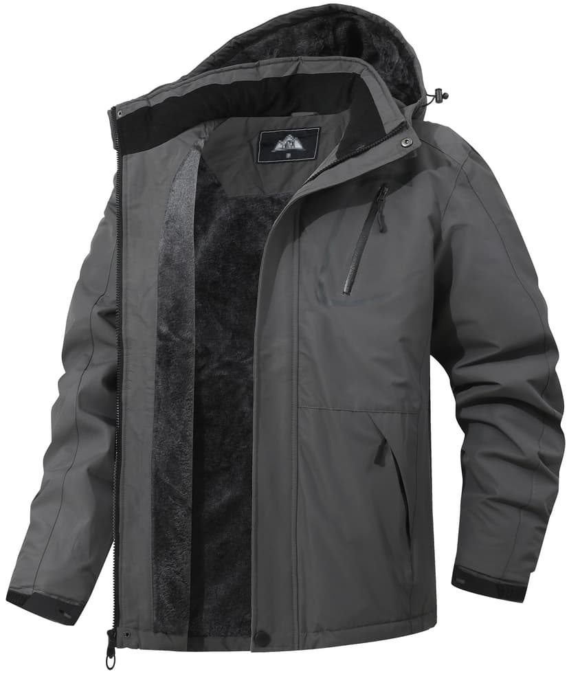 MAOYSSEN Men's Mountain Winter Coat | Warm Fleece Ski Snow Jacket Waterproof Raincoat with Hood