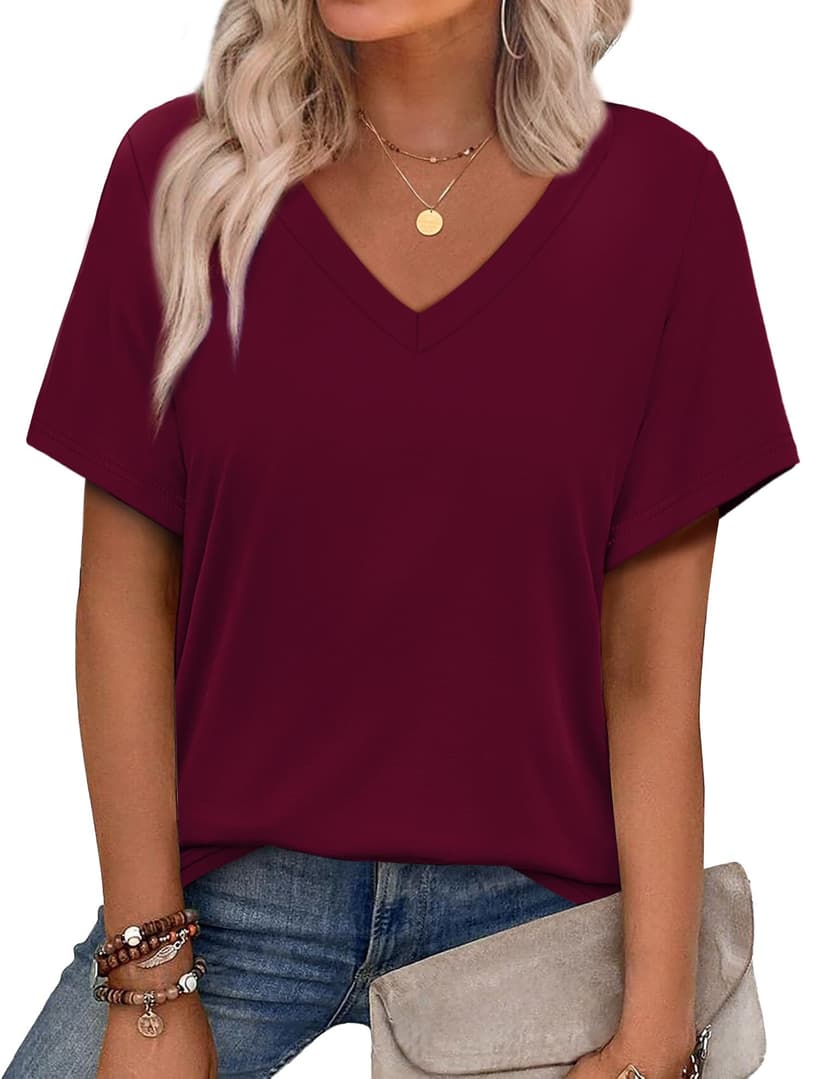 Alaroo Womens Summer Tops 2026 V Neck Short Sleeve Shirts Trendy Dressy Casual Vacation Outfits Printed