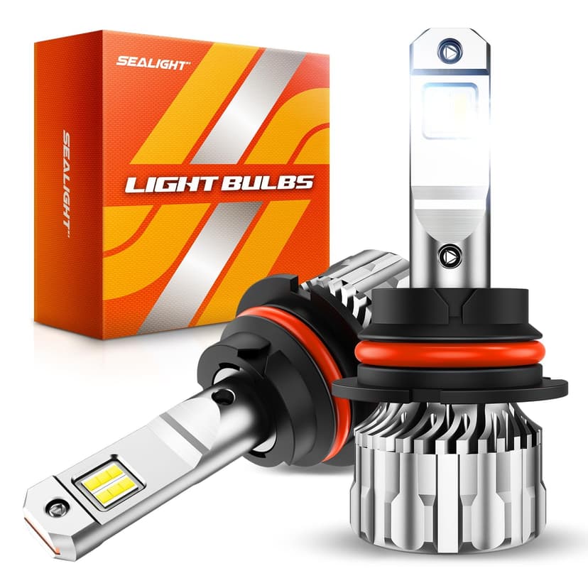 SEALIGHT 9007/HB5 Bulbs, 70000LM 800% Super Bright 9007 LED Bulbs, 6500K Cool White, 1:1 Size with 15000RPM Cooling Fan, Plug and Play, Side Marker Assemblies, Pack of 2