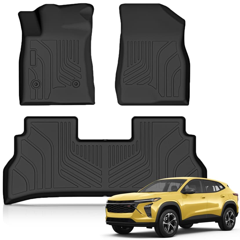 KUST Floor Mats for 2024-2026 Chevy Trax Accessories | Front Rear 2 Rows Floor Liners, All Weather Protection Car Mats, TPE Rubber, Raised Edge