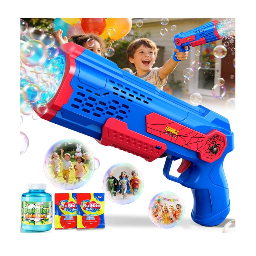 Zerhunt Bubble Gun Machine for Kids: 10,000+ Bubbles/Min Automatic Blower with LED Lights & Leak-Proof Design - Outdoor Summer Toy for Toddlers Ages 3+ - Birthday Easter Wedding Party Favors