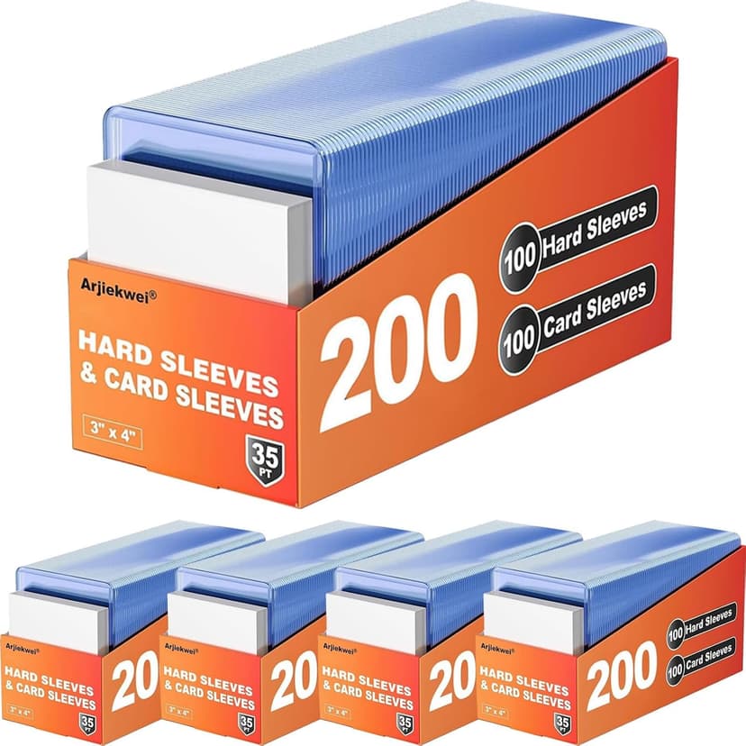 1000 Card Sleeves Hard Plastic, Arjiekwei 3"X 4" Baseball Cards Protectors Plastic, Premium Card Holder for Trading Sports Baseball Football Game Cards (500 Hard Sleeve + 500 Soft Sleeves)