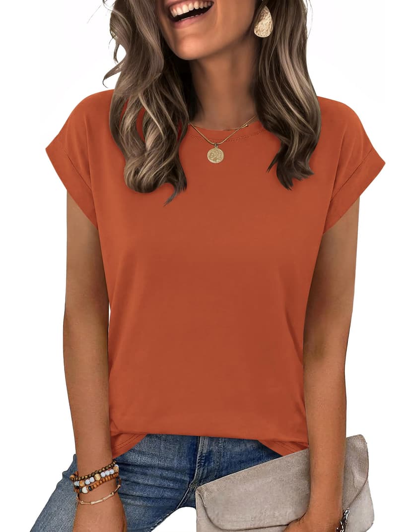 Zeagoo Womens Tops Summer Casual Cap Sleeve Tshirts Shirts Business Blouses | Dressy Spring Fashion Outfits, Trendy Clothes, Cute Crewneck Work Out Tee, Gym Clothing