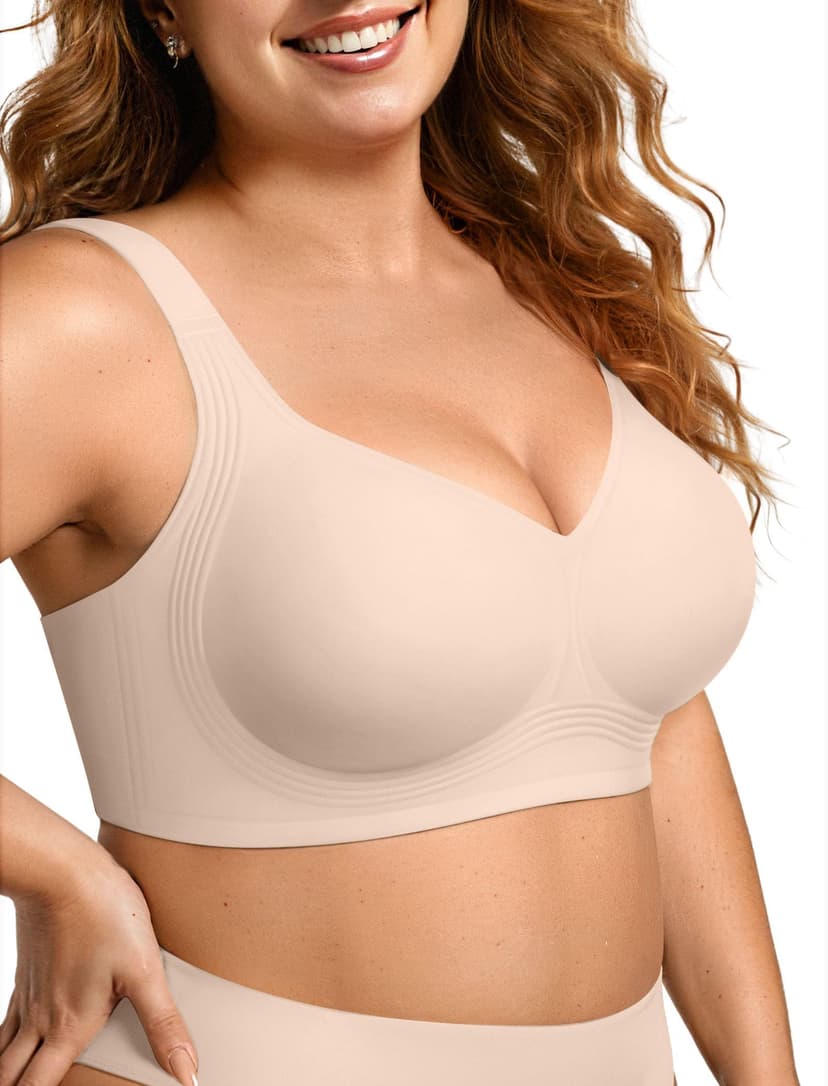 OEAK Womens Wireless Jelly Bras Plus Size Support Push Up Comfortable Bra | no underwire,full coverage,for large breast,minimizer bra,seamless,tshirt bras,everyday bra