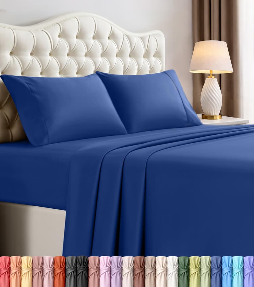 Utopia Bedding Full Size Sheet Set – 4 Piece Bed Sheets, Soft and Breathable Microfiber, Includes 1 Fitted Sheet, 1 Flat Sheet and 2 Pillowcases – Oeko Tex (Royal Blue)