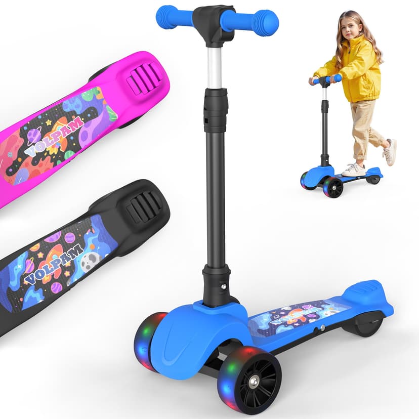 VOLPAM Electric Scooter, 350W/500W Motor, 21/28/40 Miles Long Range | 19 MPH Max Speed, 8.5"/10'' Solid Tire, Lightweight EScooter with Dual Brakes & Lights, APP