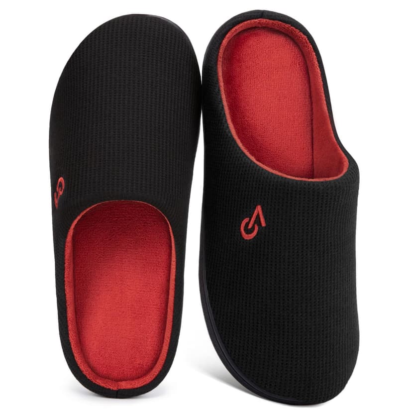 VeraCosy Men's Two-Tone Memory Foam House Slippers Indoor Outdoor Durable Rubber Sole