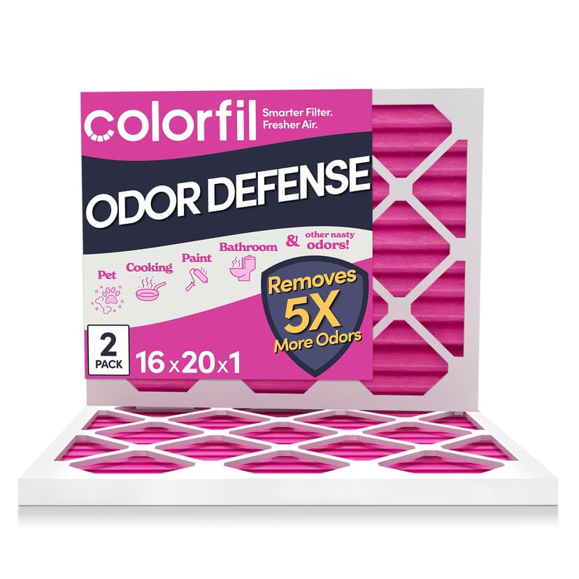 Colorfil 16x20x1 Air Filter (2-Pack) | Made in the USA | Color Changing | Remove Cat and Dog Odor | MERV 8 for Pet Hair Dander and Dust | 15.5"x19.5"x0.75" Exact Size