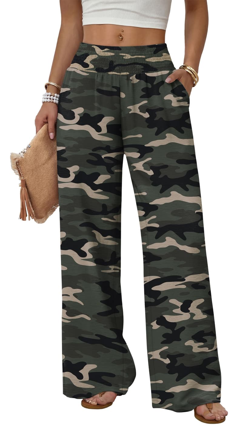 Sampeel Wide Leg Pants Woman High Waist Trousers with Pockets Casual Lounge