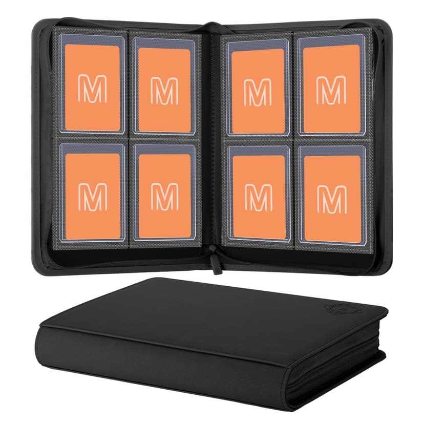 Toploader Binder,4-Pocket Side Load Trading Card Album, Holds 128 Cards | Top Loader Binder with Double-Sided Pockets for MTG, Sports Cards, Top Loader Storage(4 Black)
