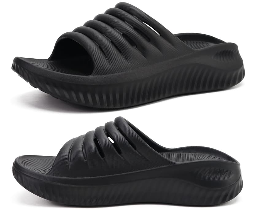 KuaiLu Womens Recovery Sandals With Comfortable Plantar Fasciitis Support,Ladies Orthotic Open Toe Sport Slides Thick Cushion Reduces Stress on Feet,Joints & Back Post-Exercise