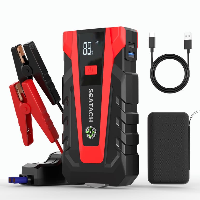 Scatach 3000A Car Battery Jump Starter,12V Jump Starter Battery Pack Portable (up to 9.0L Gasoline and 7.0L Diesel Engine), Jump Box with 3 Modes Flashlight and Jumper Cables