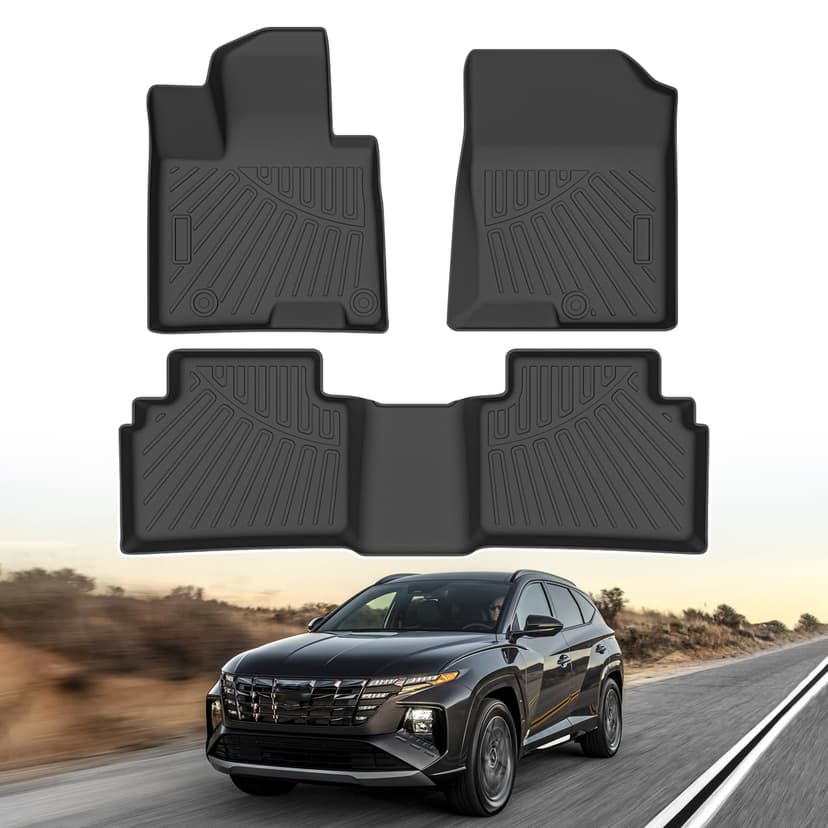 Powerty Floor Mats for 2022-2025 2026 Hyundai Tucson Gas (Non-Hybrid Models) All Weather 3D TPE Anti-Slip Car Liners for 1st & 2nd Row Accessories(NOT for Hybrid)