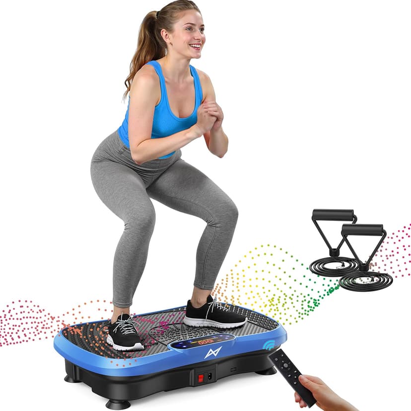 AXV Vibration Plate Exercise Machine Fitness Platform Body Vibrating Board | Curved Design 200W Powerful Oscillating 120 Level Shake Plate for Lymphatic Drainage Recovery Whole Body Toning With Handle