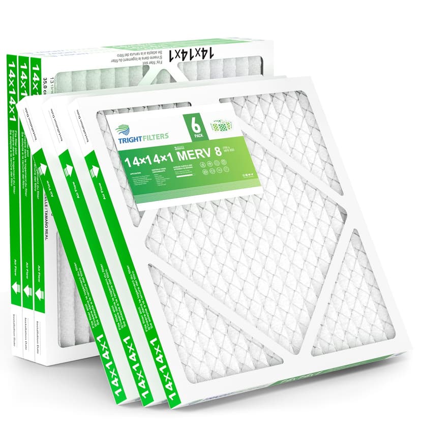 TRIGHTFILTERS 14x14x1 Air Filter 6 Pack, Durable MERV 8 Pleated Home HVAC AC Furnace Filters, Lightweight Compact Air Conditioner Filter Replacement