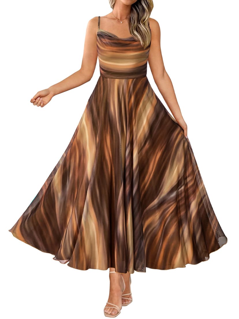 BTFBM Women Summer Maxi Dresses Elegant Wedding Guest Dress | Cowl Neck,Spaghetti Strap,Mesh,Floral,A-Line,Flowy,Party,Cocktail,Homecoming,Graduation,Sundress,Prom,Beach Long Dresses