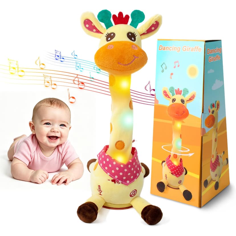 Emoin Dancing Talking Giraffe Baby Toy | Adjustable Volume Singing 10 Children's Songs, Mimicking Recording Repeating What You Say for Toddlers