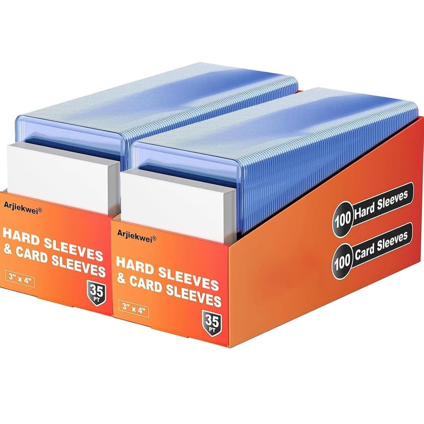 Card Sleeves Hard Plastic, Arjiekwei 3"X 4" Baseball Cards Protectors Plastic, Trading Card Holder for Trading Sports Baseball Football Game Cards (200 Hard Sleeve + 200 Soft Sleeves)