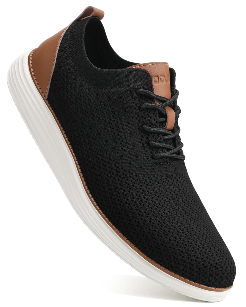 VILOCY Men's Casual Dress Sneakers Tennis Walking Shoes | Lace-Up Breathable Lightweight Comfortable Office Knit Mesh Oxfords Work&Weekend Shoes