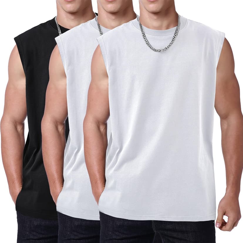 SnowElve Mens Workout Tank Tops Sleeveless Tee Shirts Men Muscle Shirt Gym Acid Wash T Shirts Running Beach Loose Fit Tee
