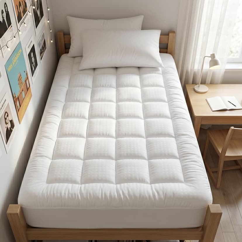 EASELAND Twin XL Mattress Pad Cotton Pillow Top Mattress Topper White | College Dorm Mattress Cover Cooling Cotton Top,8-21" Deep Pocket Protector 39x80 Inches,Boxing Quilted & Machine Washable