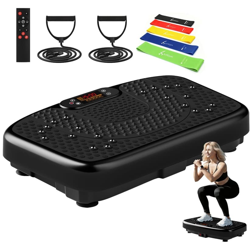 SoftGym Waver Vibration Plate Exercise Machine for Lymphatic Drainage Weight Loss,120 Speed Levels Vibrating Platform with Resistance Bands,Full-Body Workout Equipment for Muscle Activation