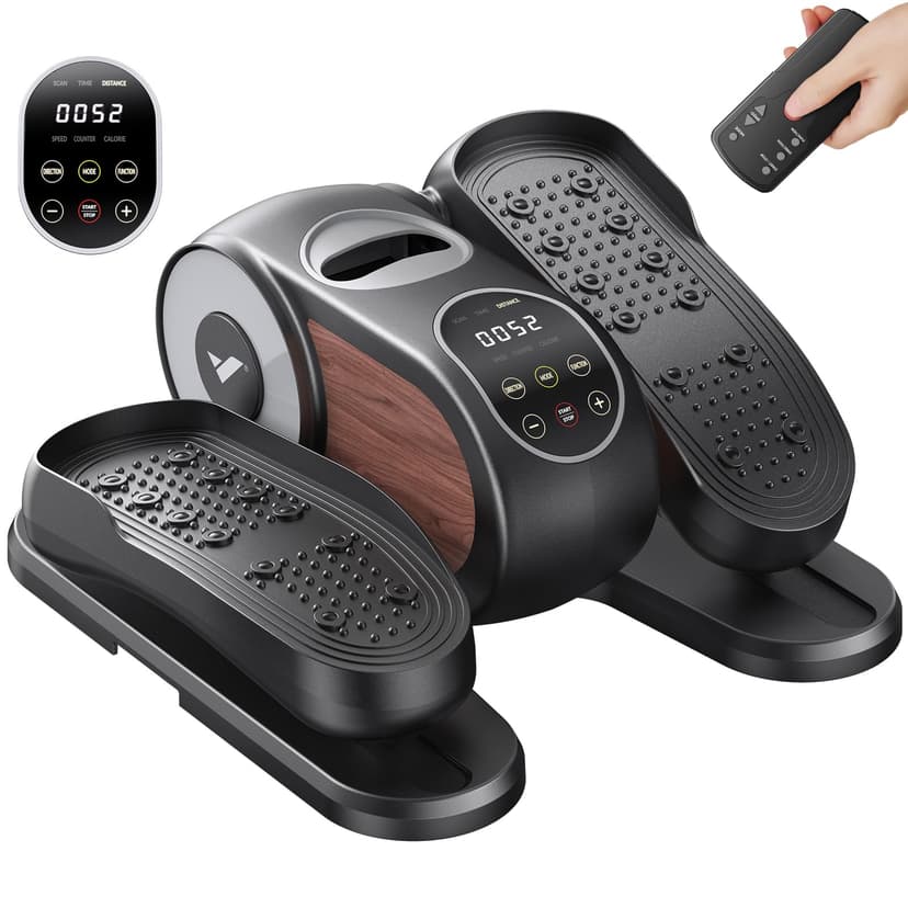 MERACH Under Desk Elliptical Machine, Leg Exerciser While Sitting for Seniors with 12-Speeds & Remote Control, Quiet Portable Electric Seated Pedal Exerciser Machine for Home Office