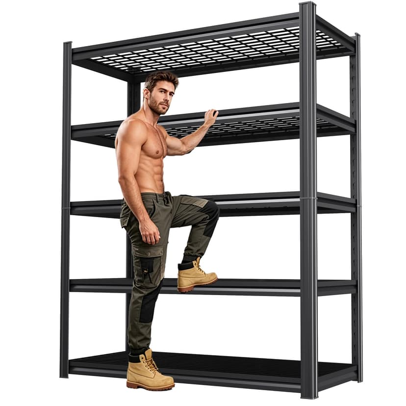 KORVENA Storage Shelves,Garage Shelving,Adjustable Heavy Duty Shelving Unit,5T Tall Garage Shelves,Metal Standing Shelf Units,Utility Rack for Kitchen Warehouse Industrial Basement 71.2 * 35.4 * 15.7