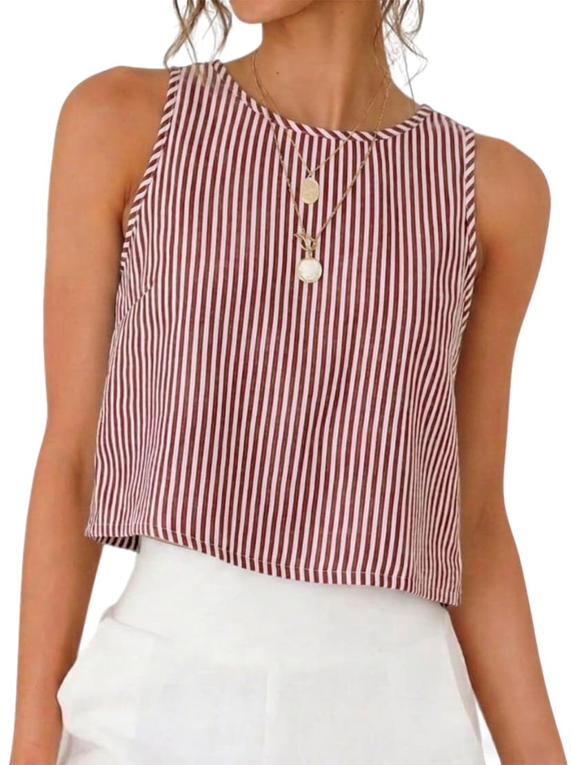 IDEALSANXUN Womens Gingham Crop Tank Tops 2026 Spring Summer Sleeveless Vest Top