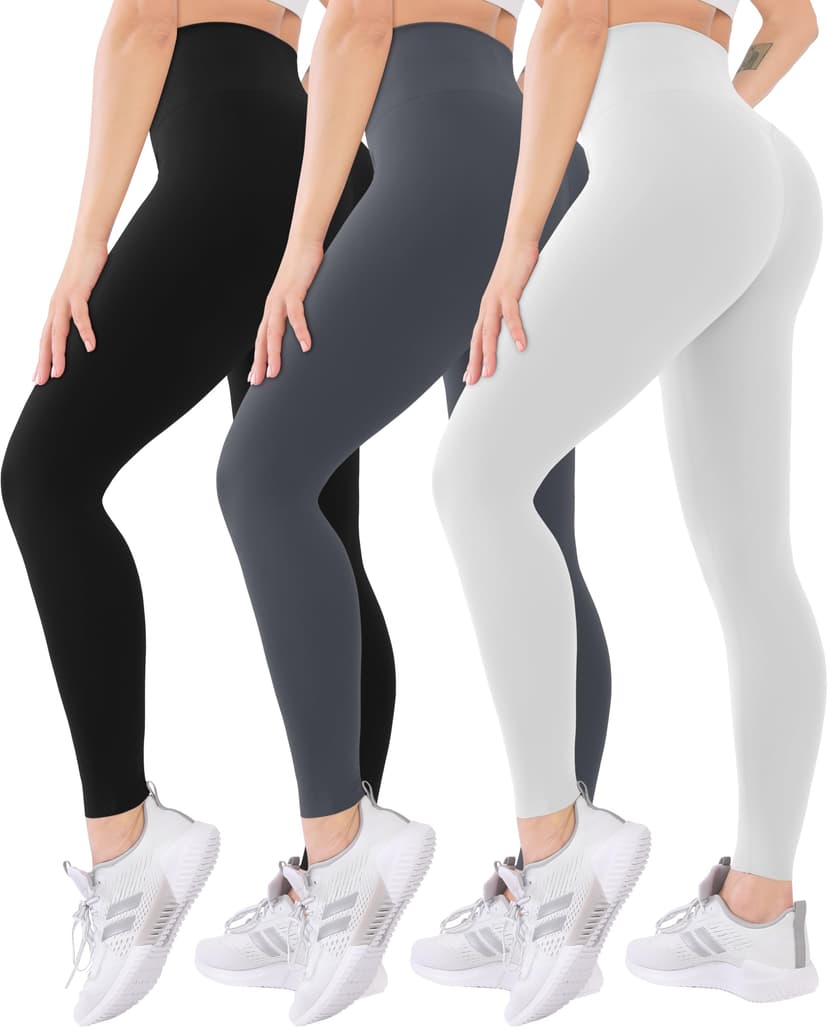 Blisset 3 Pack High Waisted Leggings for Women with Pockets Soft Active Tummy Control Pants for Yoga Running & Daily Wear
