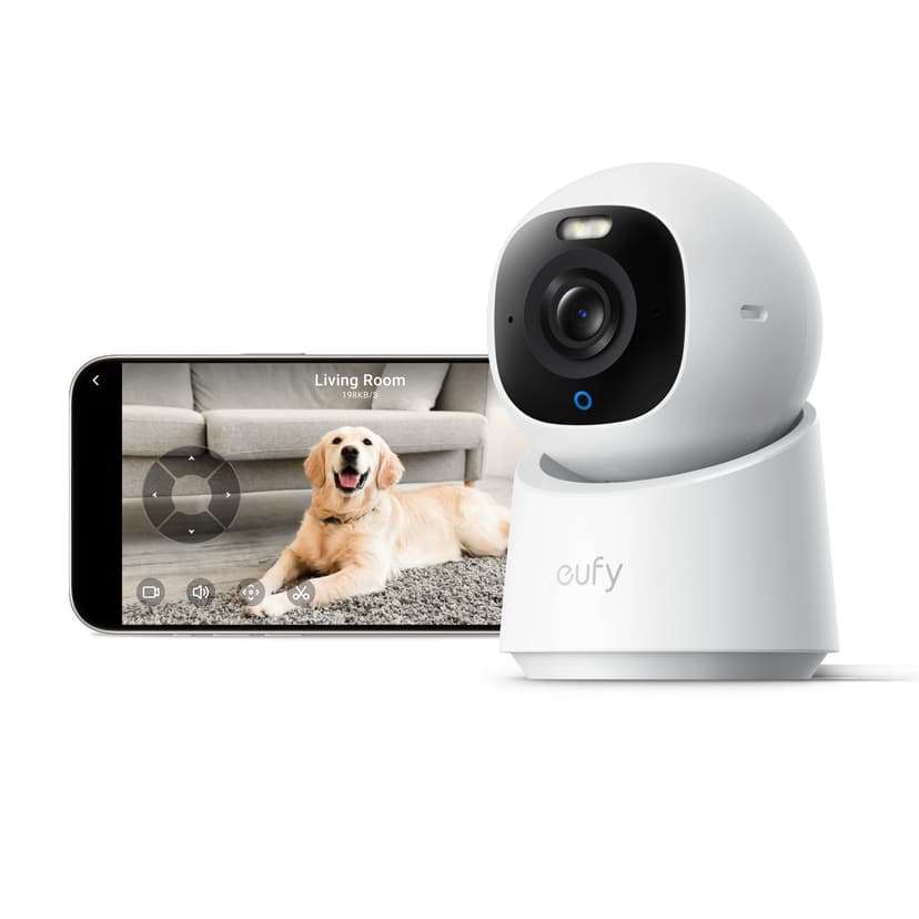eufy Security 4K Indoor Camera E30, No Subscription, Work as Pet Camera | Nanny/Baby Camera, Pan&Tilt, AI Tracking, AI Detection, 24/7 Recording, Color Night Vision, Two-Way Audio,Works with HomeKit