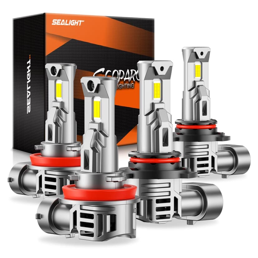 SEALIGHT 9005 H11 LED Bulb Combo, 80000LM, 800% More Light, High-Performance Fog and Off-Road Lights, 9005/HB3 H11/H9/H8 Fog Light, Pack of 4
