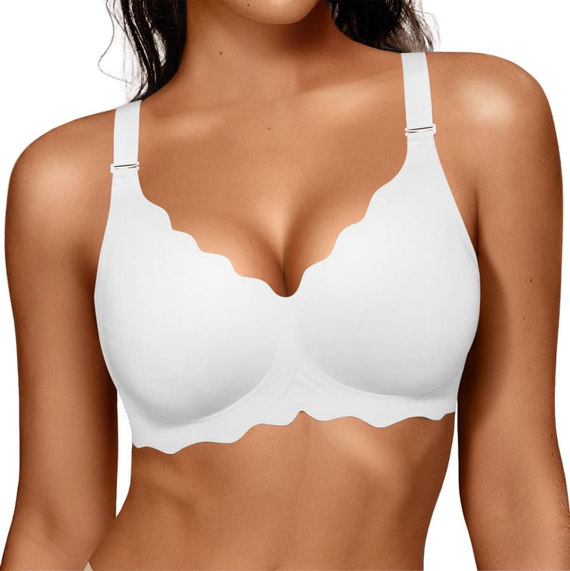 OEAK Women Value Series Jelly Bras Wireless Pushup Convertible Bra | Everyday Essentials,Comfortable Bralettes,No Underwire,Full Coverage,Support Lift,Tshirt,Soft,Seamless,Scalloped