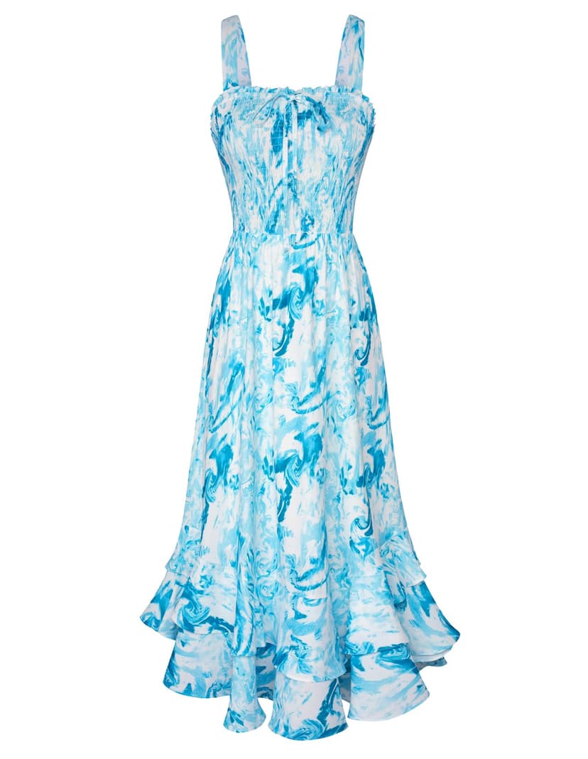 GRACE KARIN Women's 2026 Summer Floral Boho Dress Square Neck Strapped Swing A Line Sundress Beach Long Maxi Outfits