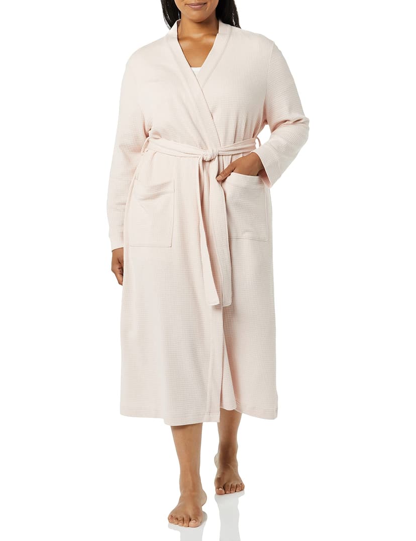 Amazon Essentials Women's Lightweight Waffle Full-Length Bath Robe with Pockets (Available in Plus Size)