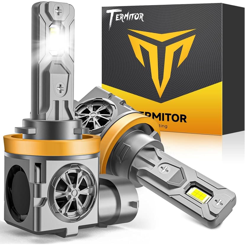 Termitor H11 H9 Fog Light Bulbs, 80,000LM Ultra Bright, Pack of 2 | 1:1 Halogen Size, 6500K Cool White, Long Lifespan, Easy Install for H11 H9 Off-Road Use or Fog