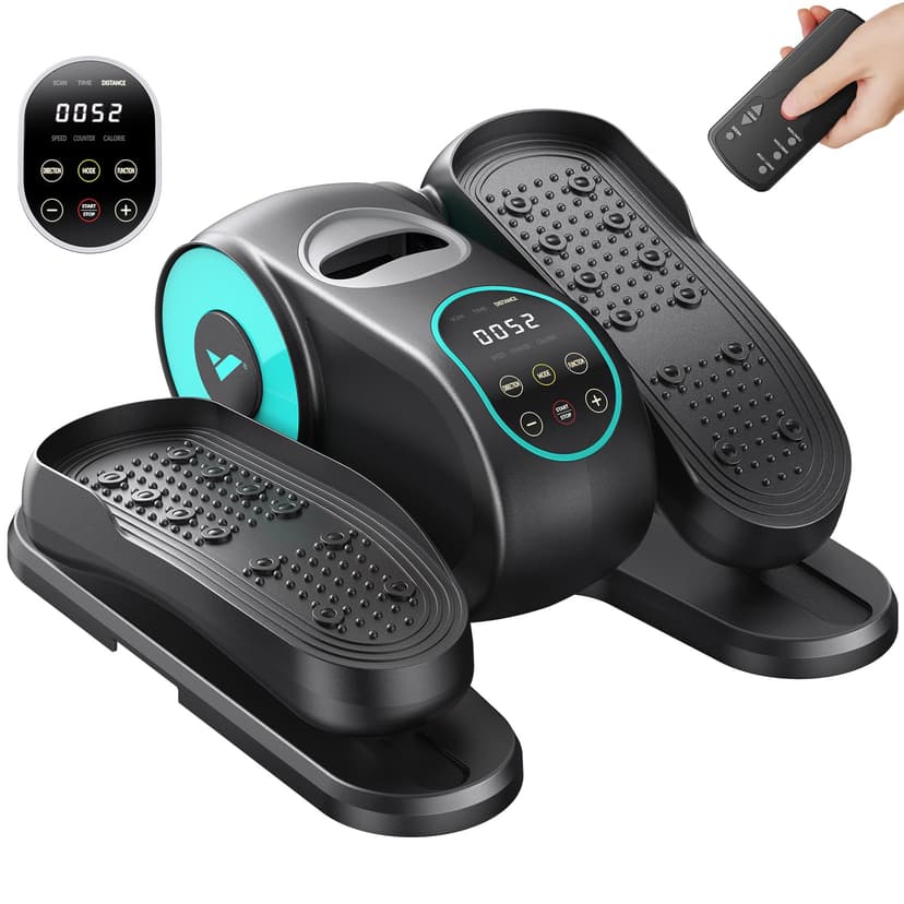 MERACH Under Desk Elliptical, Leg Exerciser While Sitting for Seniors | Quiet Portable Electric Seated Pedal Exerciser Machine with Remote Control & 12-Speeds for Home Office
