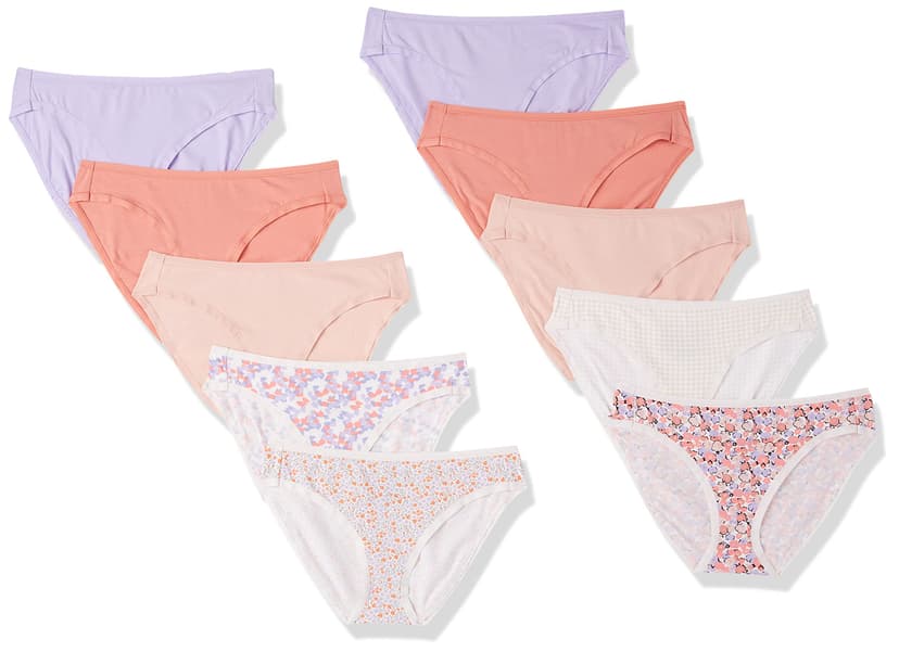 Amazon Essentials Women's Breathable Cotton Bikini Brief Underwear with Full Coverage, Multipacks