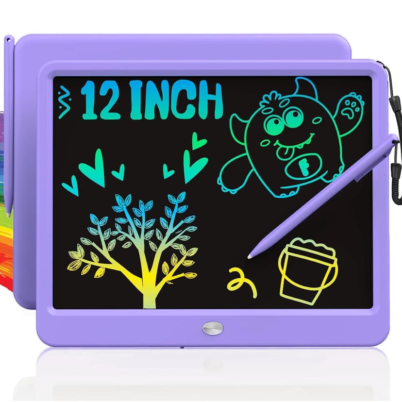 TEKFUN 12 Inch LCD Writing Tablet for Kids, Coloring Drawing Pad, Mess Free Doodle Board, Airplane Travel Toys for Boys and Toddlers, Road Trip Essentials, Gifts for 3-8 Year Old Girls (Purple)
