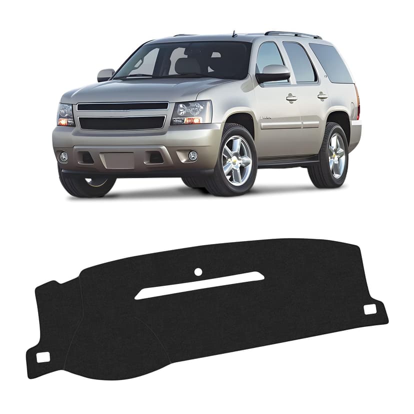 KUST Black Dash Cover for 2007-13 Chevy Chevrolet Silverado 1500 2500 3500 LTZ/Avalanche/GMC Sierra SLT Denali, 2007-14 Chevrolet Tahoe/Suburban/GMC Yukon XL (Only Fit One Glove Box Dashboard)