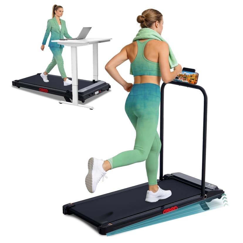 Portable Walking Pad Treadmill with Handle Bar and Incline for Home | 0.6-7.6MPH Under Desk Treadmill for Home Small, 350LBS Small Treadmills with Handles, 3.0HP Treadmills for Exercising