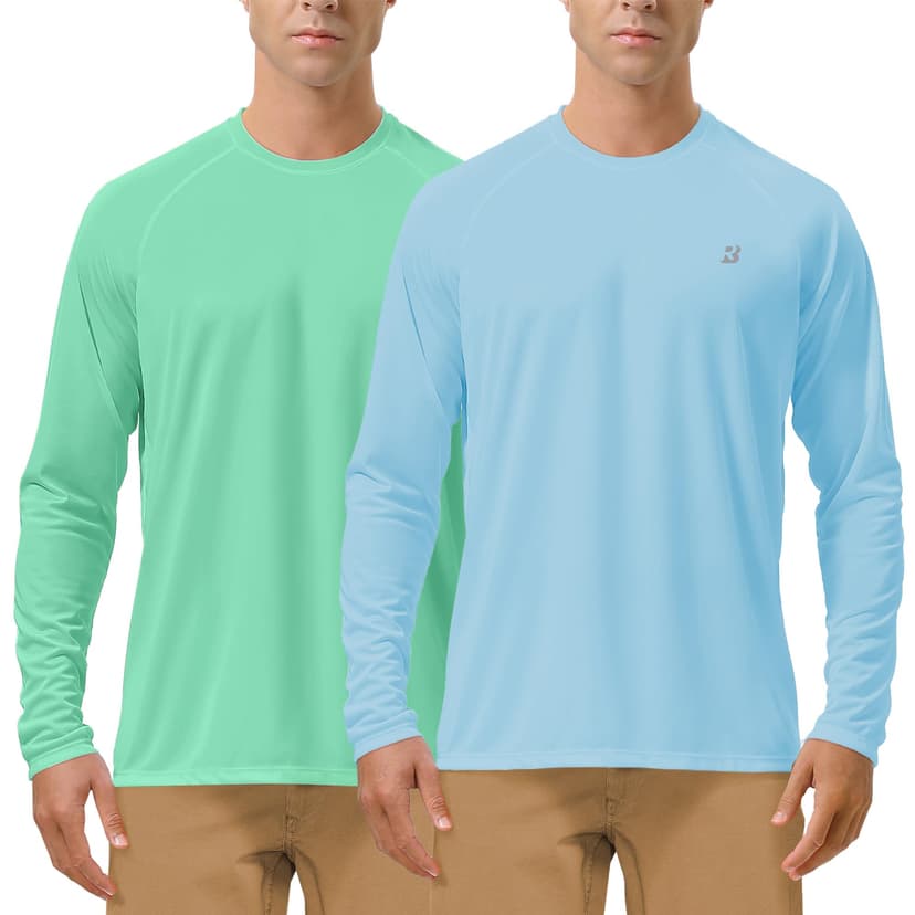 Roadbox Mens UPF 50+ UV Sun Protection Shirts Outdoor Long Sleeve SPF Rash Guard for Fishing Hiking Swimming Running