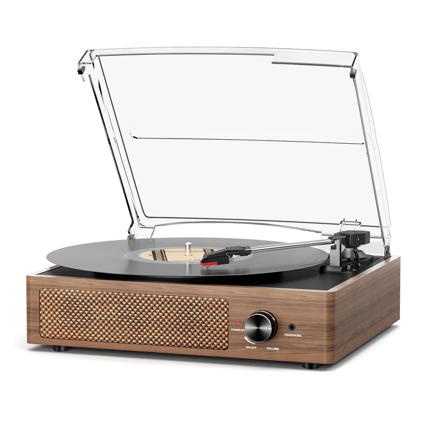 Vinyl Record Player Turntable with Built-in Bluetooth Receiver & 2 Stereo Speakers, 3 Speed 3 Size Portable Retro Record Player for Entertainment and Home Decoration