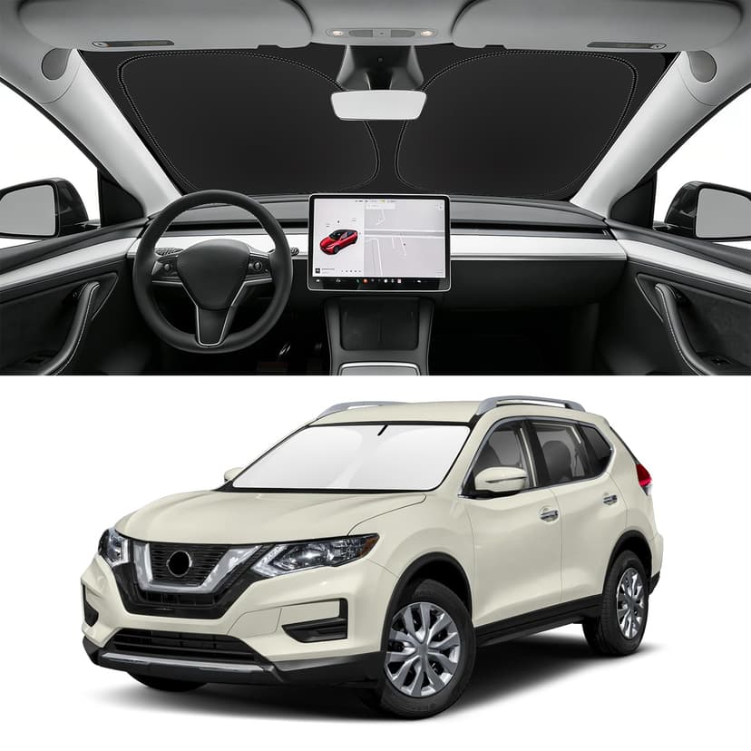SLOGENTO Custom Fit Windshield Sun Shade for Nissan Rogue 2014-2020, Blocks UV & Heat, Front Window Sunshade Accessorie, Easy Fold & Store Keep Your Car Cooler