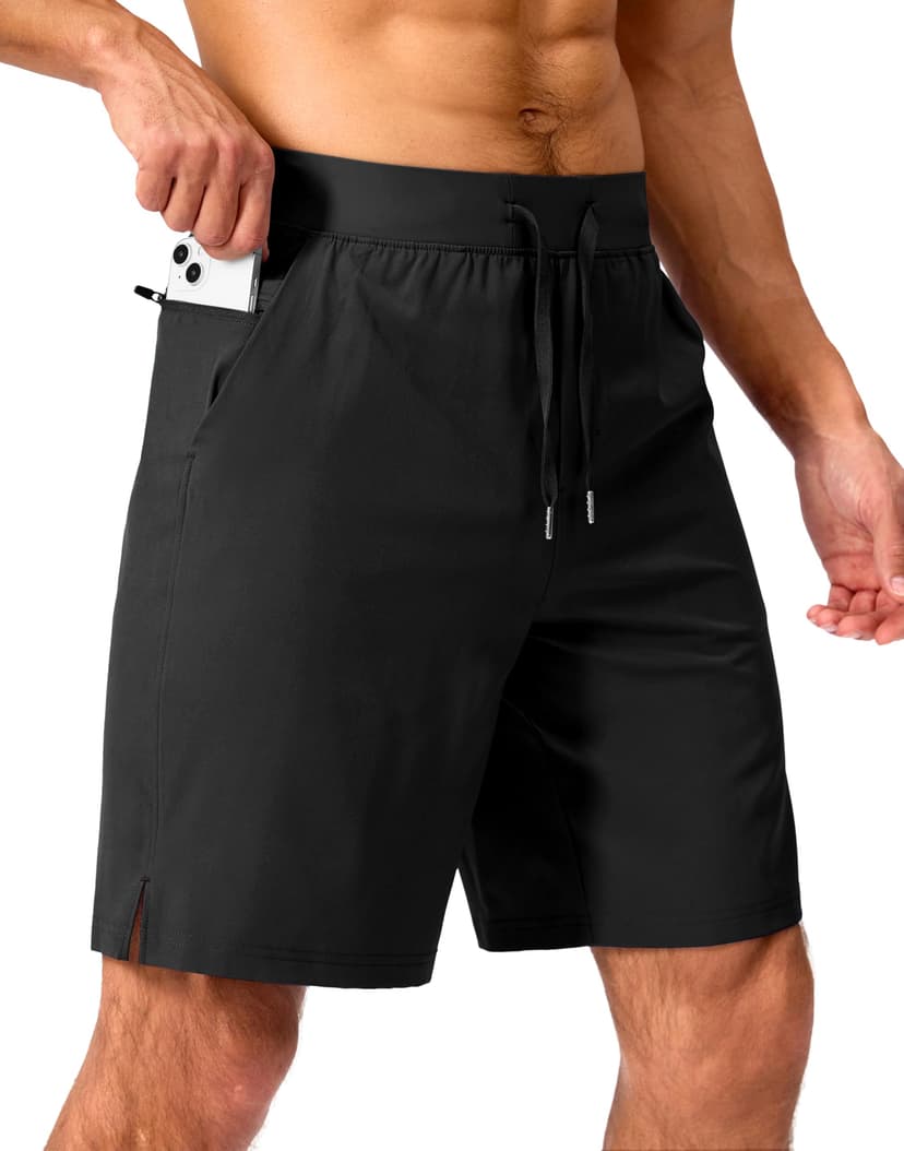 Soothfeel Men's Running Shorts with Zipper Pockets 9"/ 7"/ 5" Quick Dry Eight Basketball Gym Workout Athletic Shorts