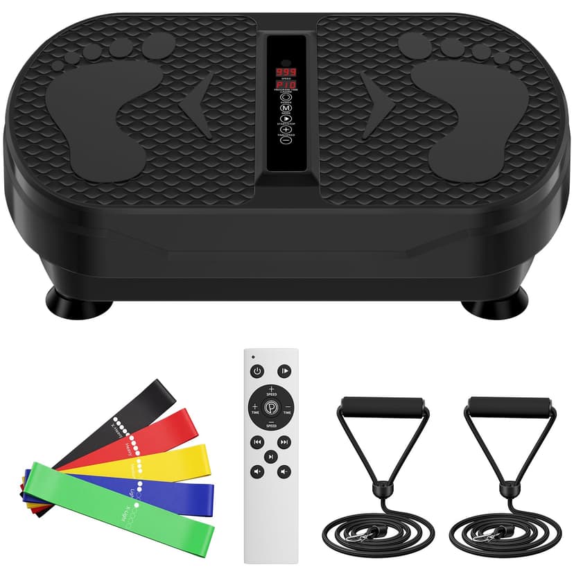 GLYLF Vibration Plate Exercise Machine, 130 Levels Full Body Workout Vibrating Plate for Lymphatic Drainage Weight Loss, 450 Lbs Capacity Shake Platform with Resistance Bands Bluetooth for Women Men
