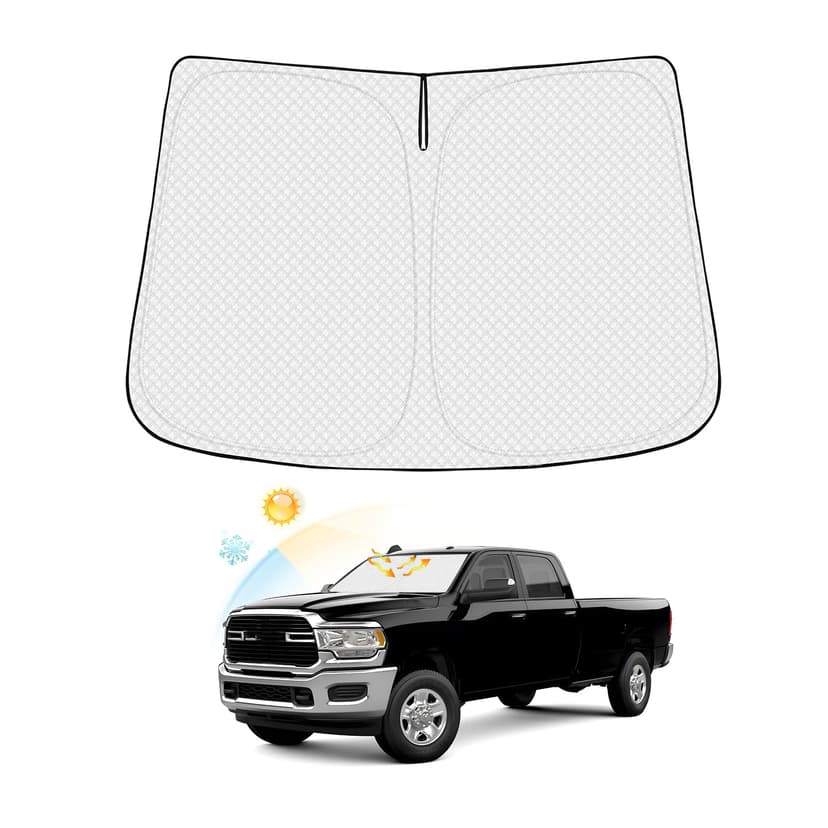 Canvcle Windshield Sun Shade for 2010-2025 2026 Dodge Ram 2500 3500 Accessories Thicken 6-Layer Foldable Front Window Sunshade Cover Sun Visor Protector Block UV Rays Keep Vehicle Cool